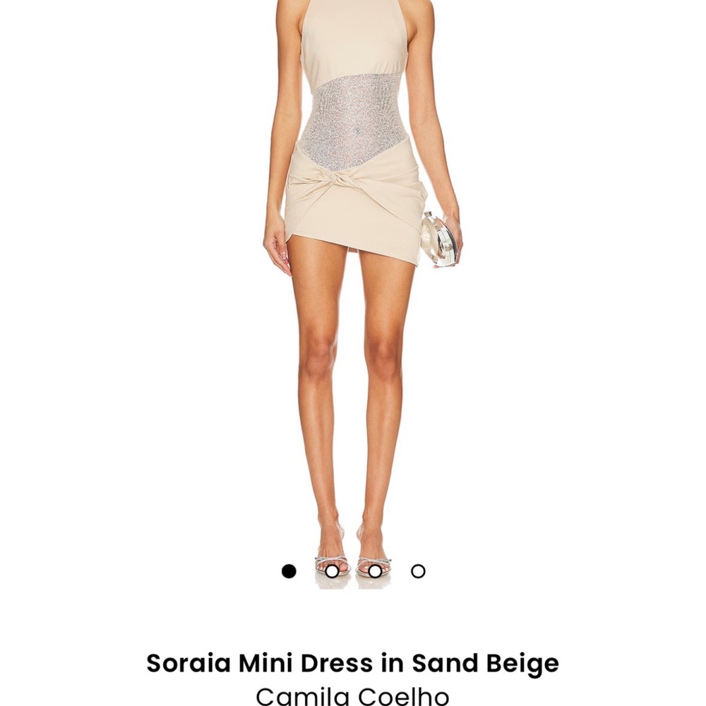 Camila Coelho Sand Beige and Silver Mini Dress
